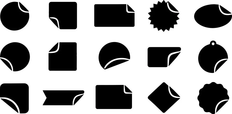 Set of blank sticker and label shapes with folded corner details for produc.. Stock Illustration