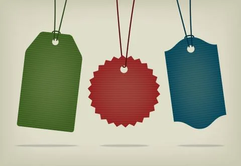 Set of blank textured hanging pricing tags Stockillustratie