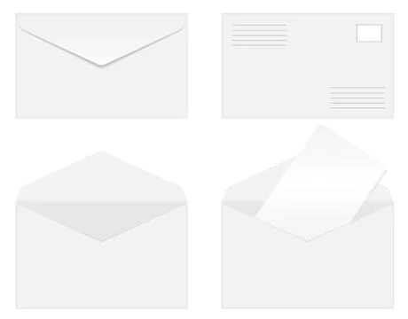 Set of blank vector envelopes isolated on white background. Stock Illustration
