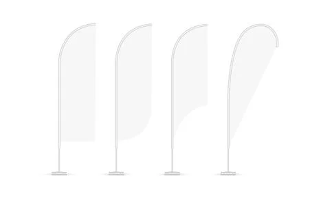 Set of Blank Vertical Advertising Flags Mockups With Various Shapes Stock Illustration