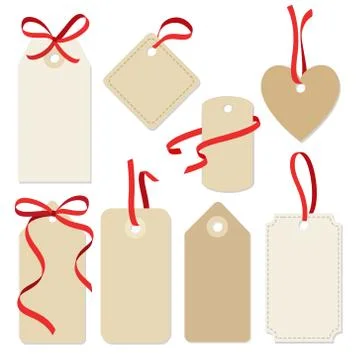 Set of blank vintage frames, gift tags, labels with ribbons Illustrazione stock