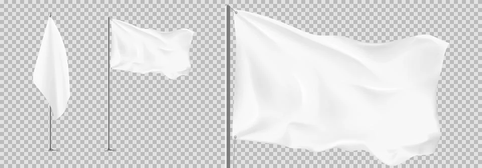 Set of blank white flags Stock Illustration