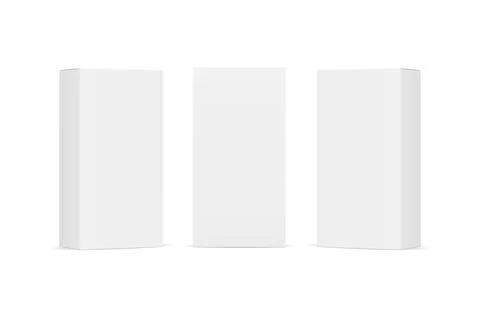 Set of blank white product packaging boxes isolated Stock Illustration