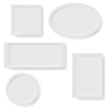 Set of Blank White Realistic Frames Isolated on White Background 스톡 일러스트
