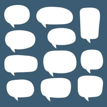 Set of blank white speech bubble in flat design, sticker for chat symbol Stock Illustration
