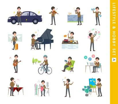A set of blazer schoolboy about hobbies and lifestyle.type A Stock-Illustration