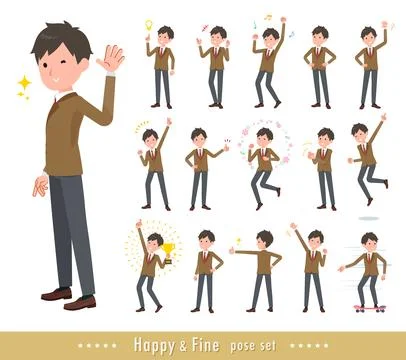 A set of blazer schoolboy in a cheerful pose Stock Illustration