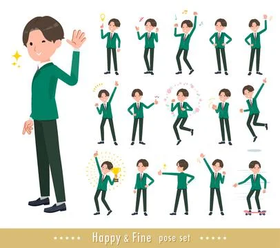 A set of blazer schoolboy in a cheerful pose Stock Illustration