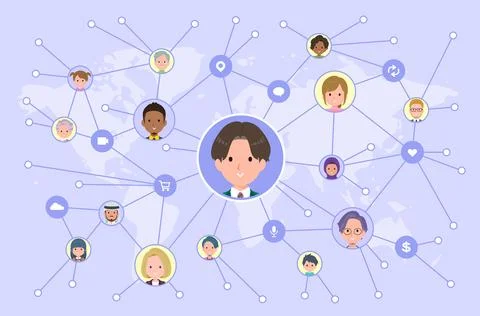 A set of blazer schoolboy disseminating information on social media Stock Illustration