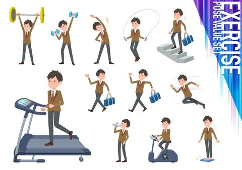 A set of blazer schoolboy on exercise and sports Stock Illustration