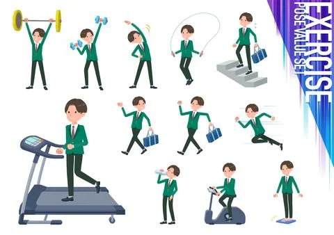 A set of blazer schoolboy on exercise and sports Stock Illustration