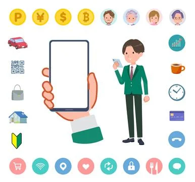 A set of blazer schoolboy looking at a smartphone screen Stock Illustration