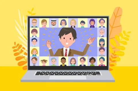 A set of blazer schoolboy presenting online Stock Illustration