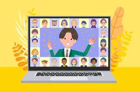 A set of blazer schoolboy presenting online Stock Illustration