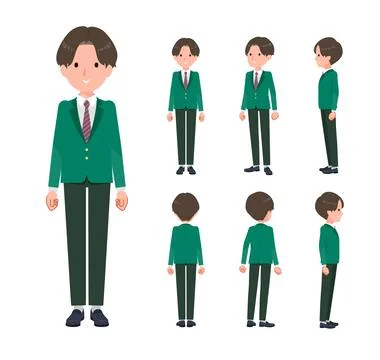 A set of blazer schoolboy standing Stock Illustration