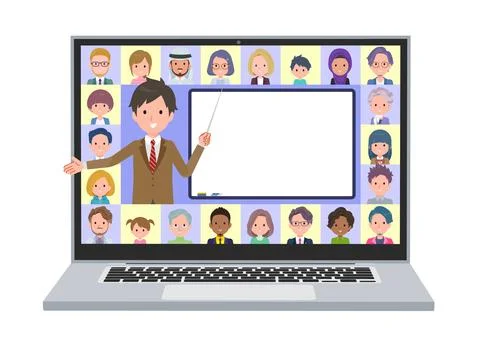 A set of blazer schoolboy teaching lessons online 스톡 일러스트