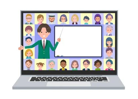 A set of blazer schoolboy teaching lessons online Illustrazione stock