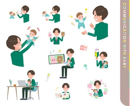 A set of blazer schoolboy who communicate with their baby Stock Illustration