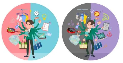 A set of blazer schoolboy who perform multitasking in offices and private Ilustración de archivo