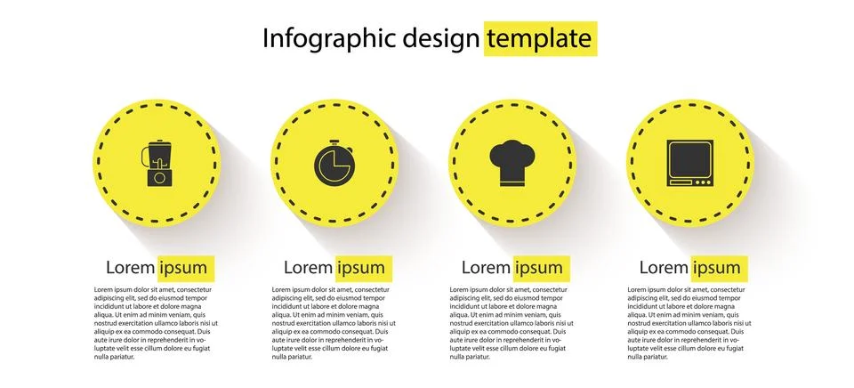 Set Blender, Kitchen timer, Chef hat and Electronic scales. Business infographic Stock Illustration