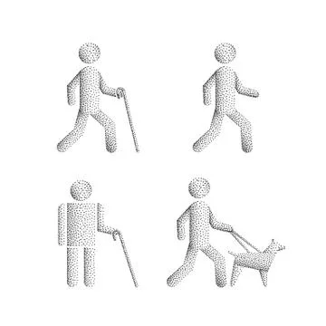 Set blind man and guide dog Stock Illustration