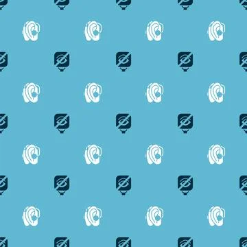 Set Blindness and Hearing aid on seamless pattern. Vector Stock Illustration
