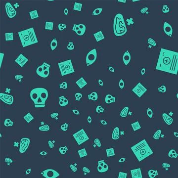Set Blindness, Deaf, Skull and Clinical record on seamless pattern. Vector Stock Illustration