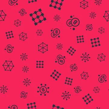 Set Blockchain technology Bitcoin, , and on seamless pattern. Vector イラスト素材