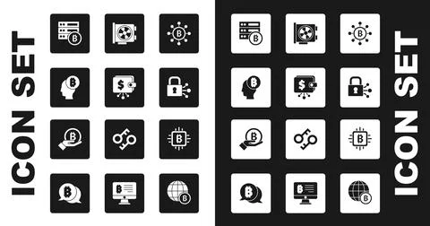 Set Blockchain technology Bitcoin, Cryptocurrency wallet, think, Server bitcoin 스톡 일러스트