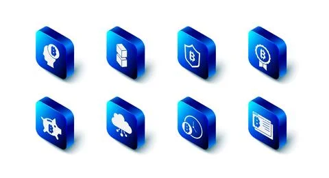 Set Blockchain technology, Shield with bitcoin, Bitcoin, browser, clock, Cr.. Stock Illustration