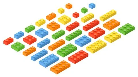 Set of blocks building toy colored brick. Toy bricks. 3d design. Vector illus イラスト素材