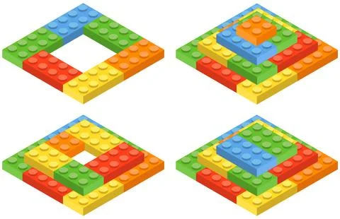 Set of blocks building toy colored brick. Toy bricks. 3d design. Vector ill.. Illustrazione stock