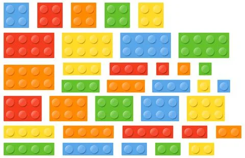 Set of blocks building toy colored brick. Toy bricks. Vector illustration. Stock Illustration