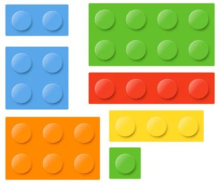 Set of blocks building toy colored brick. Toy bricks. Vector illustration. Ilustración de archivo