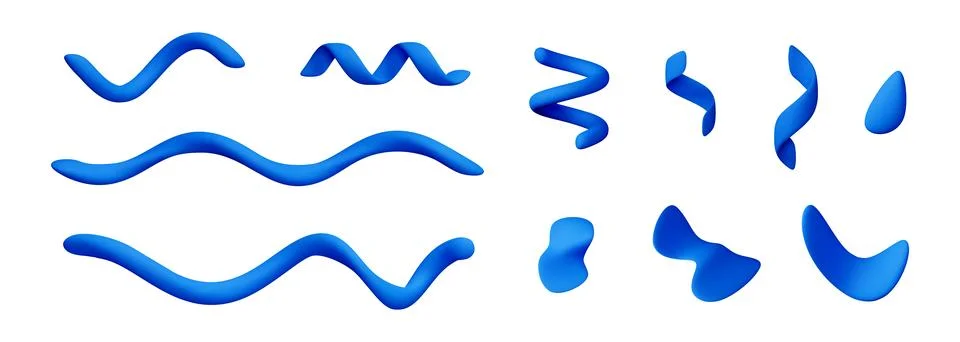 Set of blue 3d abstract confetti shapes Stock Illustration