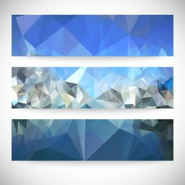 Set of blue abstract backgrounds, triangle design vector illustration Stock Illustration