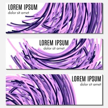 Set of blue abstract header banners with curved lines and place for text Stock Illustration