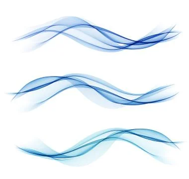 Set of blue abstract wave design element Illustrazione stock