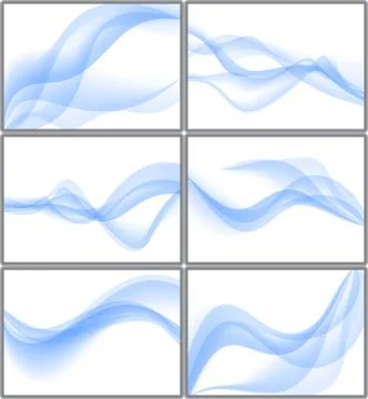 Set of blue abstract waves Stock Illustration