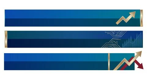 Set of blue abstract web banners lower third financial and technology graph.. Stock Illustration