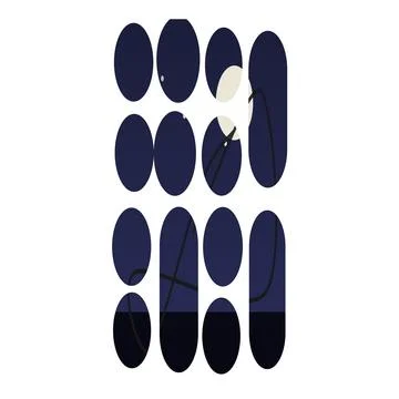 Set of blue and black oval shapes with cracked texture Illustrazione stock