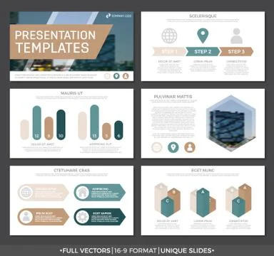 Set of blue and brown elements for multipurpose presentation template slides イラスト素材