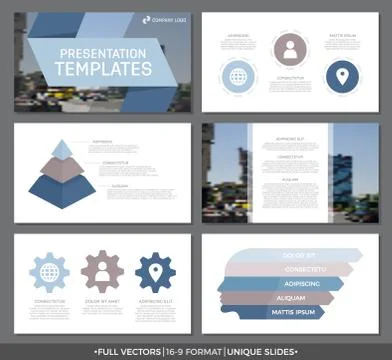 Set of blue and brown elements for multipurpose presentation template slides イラスト素材