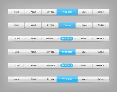 Set of blue and gray various navigation bar templates Stock-Illustration