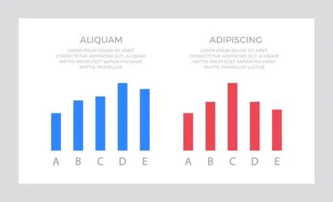 Set of blue and red elements for infographic presentation slides with charts 스톡 일러스트