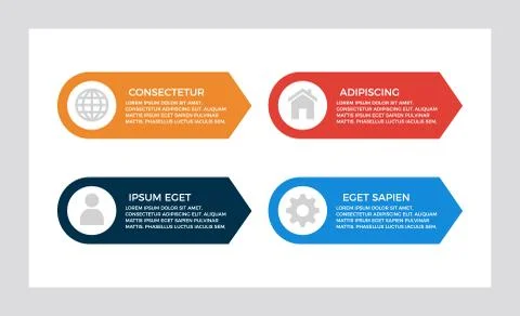 Set of blue and red, orange elements for infographic presentation slides with 库存插图