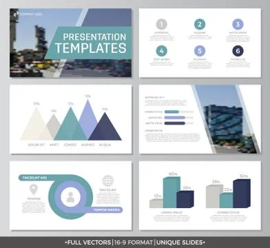 Set of blue and turquoise elements for multipurpose presentation template slides 스톡 일러스트