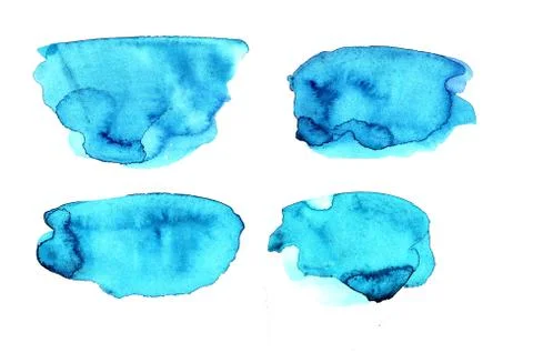 Set of blue backgrounds for text isolated spot on white background. Watercolors Illustrazione stock