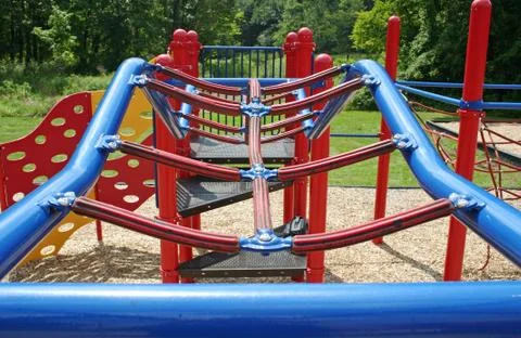 A set of blue bars in an empty playground Stock-Fotos