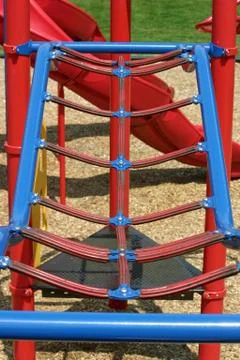 A set of blue bars in an empty playground Stock Photos